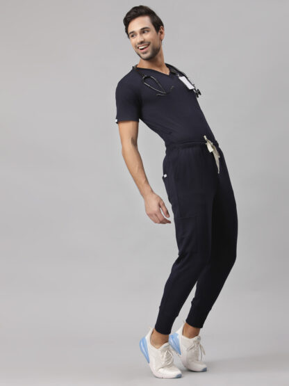 Drifit joggers scrub in navy blue for men for comfort fit Smart joggers fit with a modern V-neck.