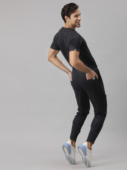 3 pocket top and a classic 5 pocket pant with v neck design Frech jogger scurb for men in color graphite
