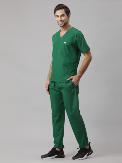 Trendy looking Drifit Jogger Scrub for men in hunter green color with pockets and modern design