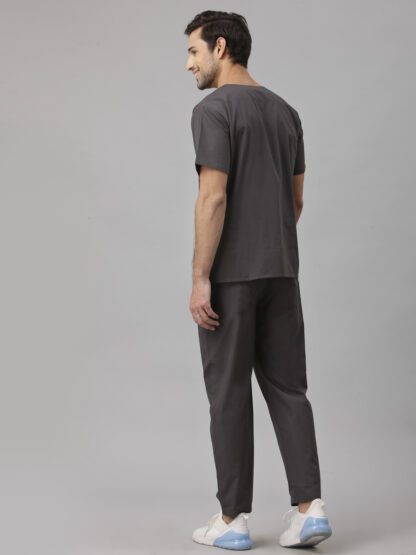 Superior quality and ultra comfortable basic male scrub in colour graphite with v neck and pockets