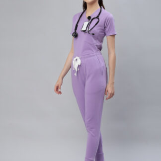 Joggers scrub for women trendy looking with pockets in lavender colour