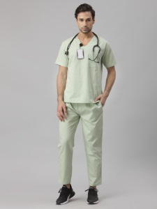 The basic scrub for men in colour Jade made for Ultra comfort Smart fit, modern V neck, straight leg pant.